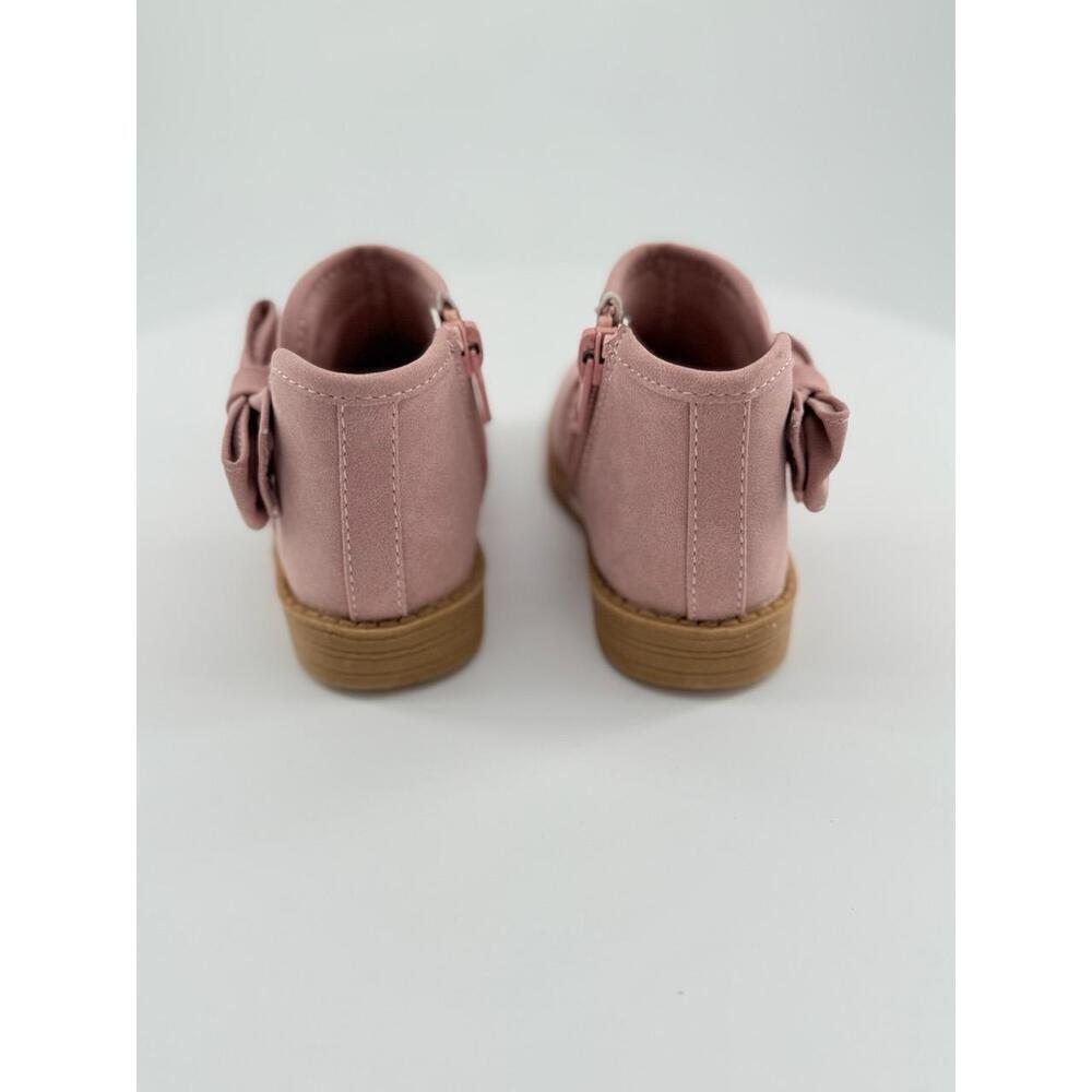 NWT Girls Toddler Shoe Size 5 Pink Ankle Bootie Suede Bow Perforated Pattern - Picture 12 of 13